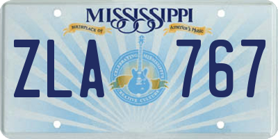 MS license plate ZLA767