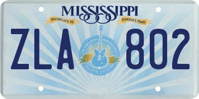 MS license plate ZLA802