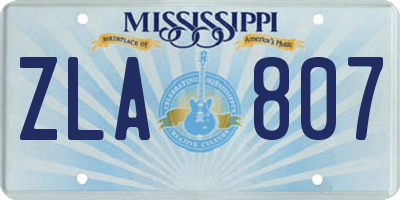 MS license plate ZLA807