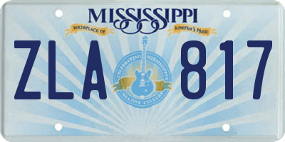 MS license plate ZLA817
