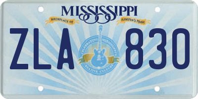 MS license plate ZLA830