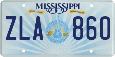 MS license plate ZLA860
