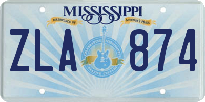 MS license plate ZLA874