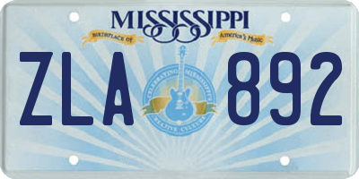 MS license plate ZLA892