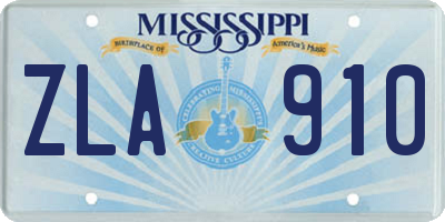 MS license plate ZLA910