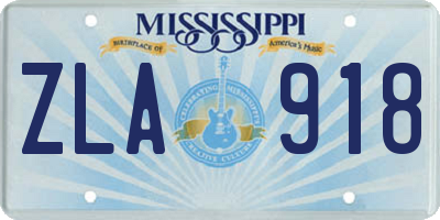 MS license plate ZLA918