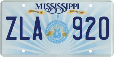 MS license plate ZLA920