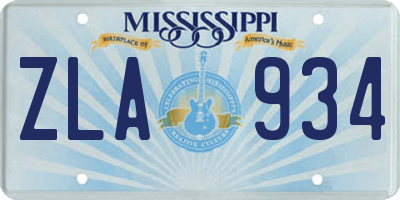 MS license plate ZLA934