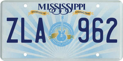 MS license plate ZLA962