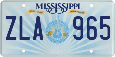 MS license plate ZLA965