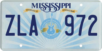 MS license plate ZLA972