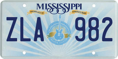 MS license plate ZLA982