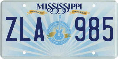 MS license plate ZLA985