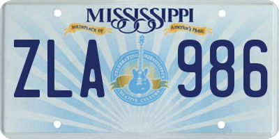 MS license plate ZLA986