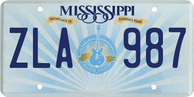 MS license plate ZLA987
