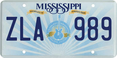 MS license plate ZLA989