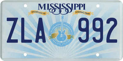 MS license plate ZLA992