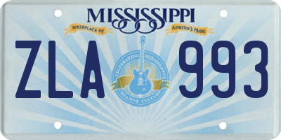 MS license plate ZLA993