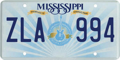MS license plate ZLA994