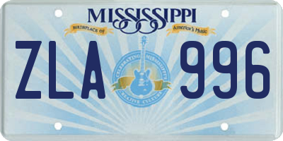 MS license plate ZLA996
