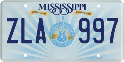 MS license plate ZLA997