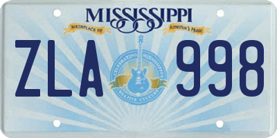 MS license plate ZLA998