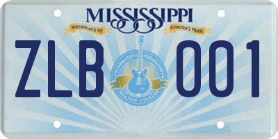 MS license plate ZLB001