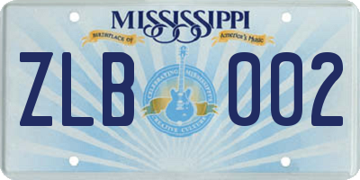 MS license plate ZLB002