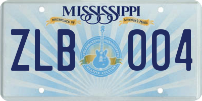MS license plate ZLB004
