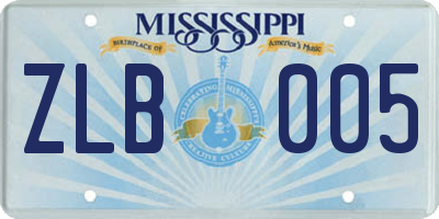 MS license plate ZLB005