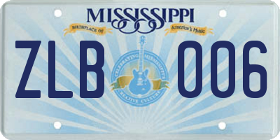 MS license plate ZLB006