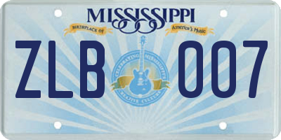MS license plate ZLB007