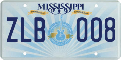 MS license plate ZLB008