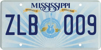 MS license plate ZLB009
