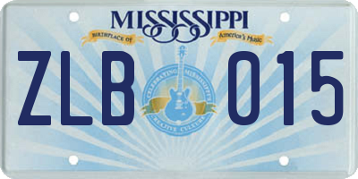 MS license plate ZLB015