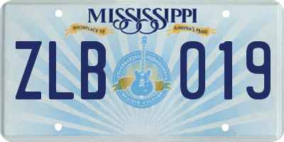MS license plate ZLB019