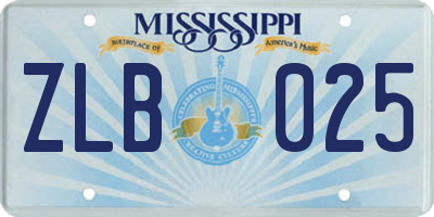 MS license plate ZLB025