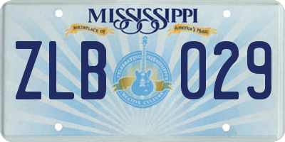 MS license plate ZLB029