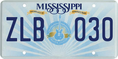 MS license plate ZLB030