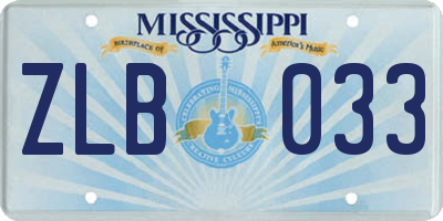 MS license plate ZLB033