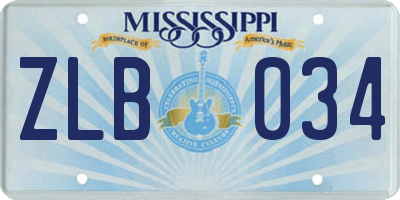 MS license plate ZLB034