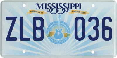 MS license plate ZLB036