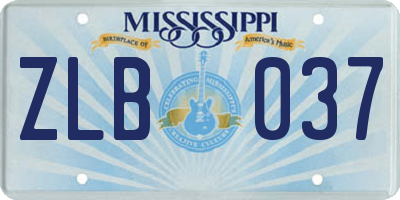 MS license plate ZLB037