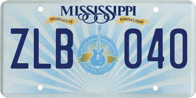 MS license plate ZLB040