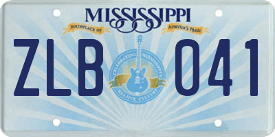 MS license plate ZLB041