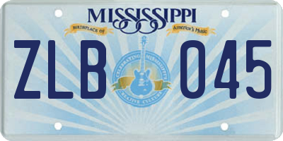 MS license plate ZLB045