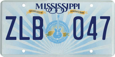 MS license plate ZLB047