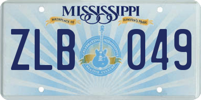 MS license plate ZLB049