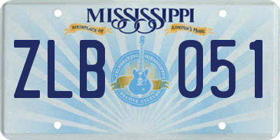 MS license plate ZLB051