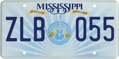 MS license plate ZLB055